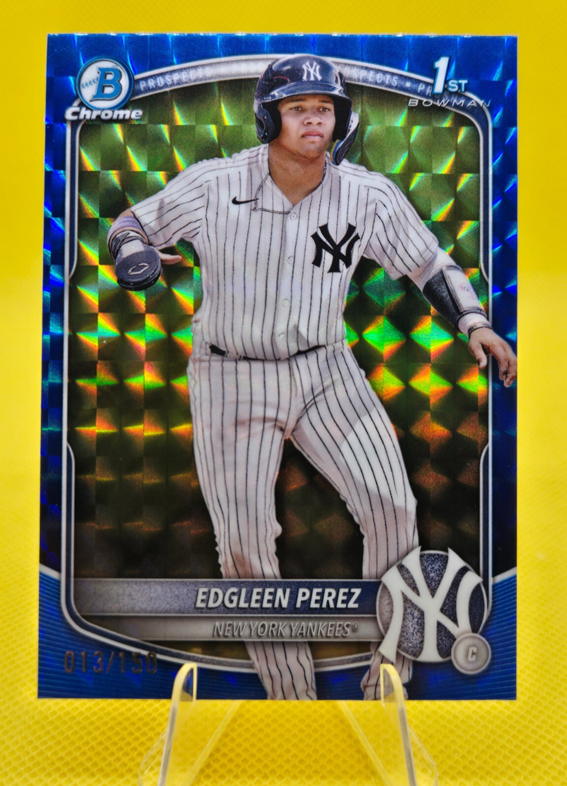 2025 Bowman Chrome Edgleen Perez 1st Bowman Blue Geometric 13/150 #BCP-80