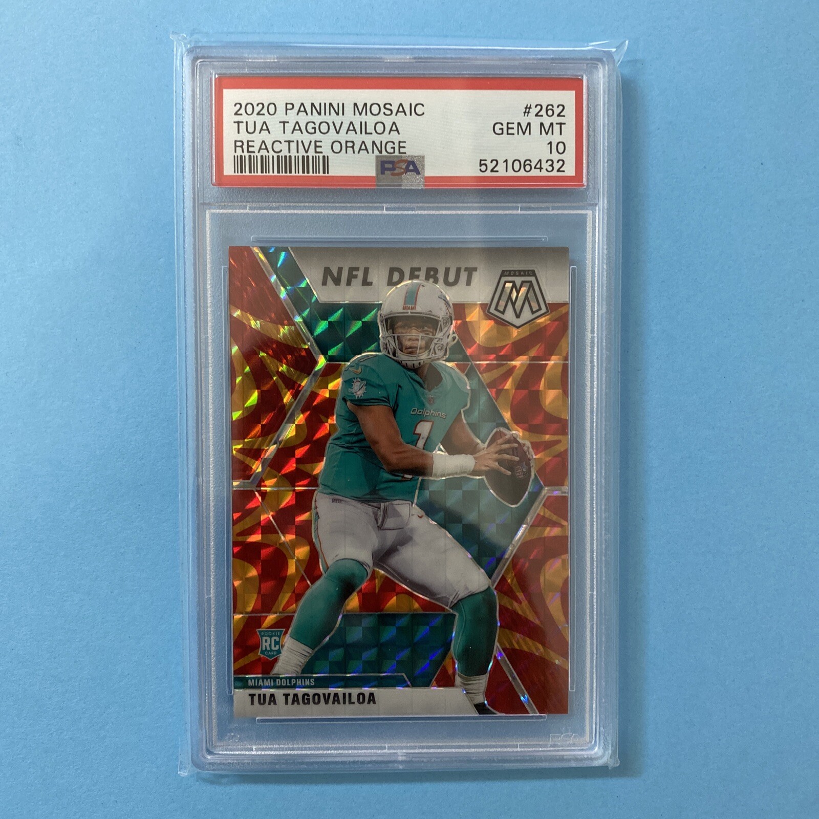 Tua Tagovailoa PSA 10 2020 Panini Mosaic NFL Debut #262 RC - Reactive Orange💎