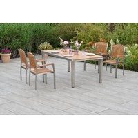 Merxx GartenmöBel Keros Set 5Tlg. 4 Stapelsessel + 1 Ausziehtisch