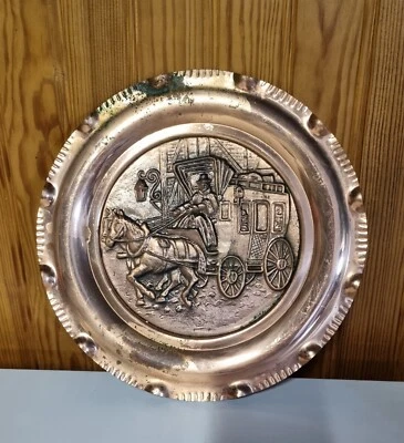 Assiette décorative en cuivre décoration murale ancienne - Photo 1/4