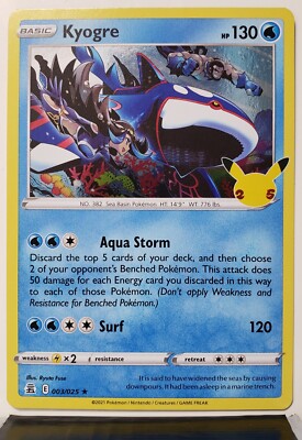 HOLO Kyogre 003/025 NM - B1G1F - Pokemon 25th Celebrations Card $2