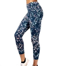 Sweaty Betty Blue Mystical Floral Print 7/8 Length Power Workout Leggings Sz M