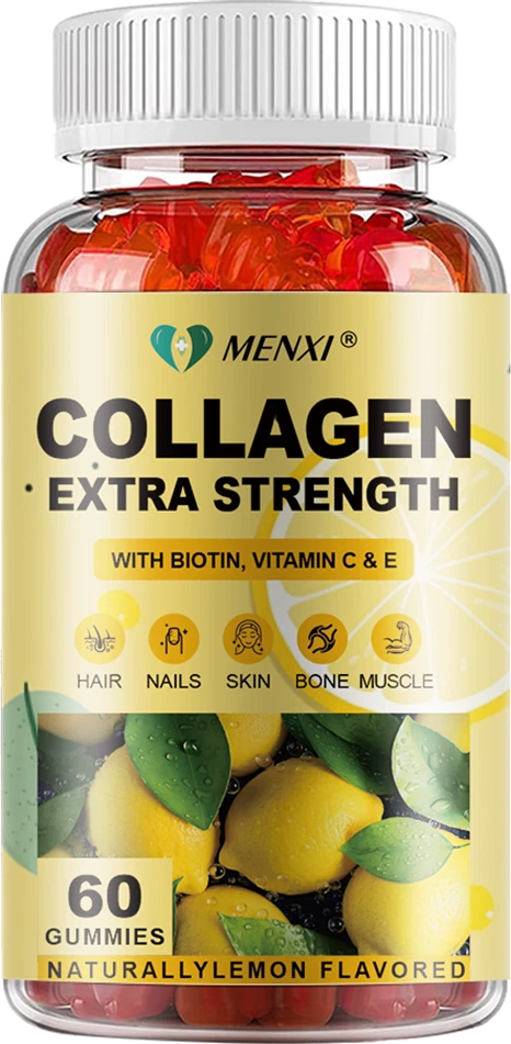 Gomitas de colágeno hidrolizado premium con vitamina C, zinc y biotina -60 gomitas Foto 2 de 4