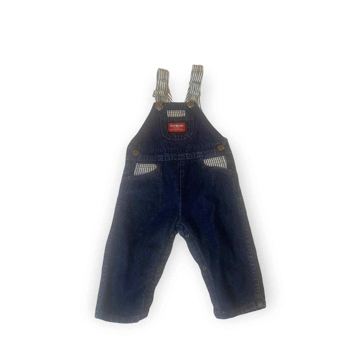 Vintage Oshkosh Red Tag Overalls USA Union Made 18 M Denim White Vestback