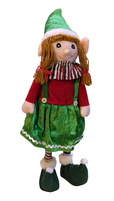 Elfo Gnomo Aiutante di Babbo Natale Busto a Molla Bimba Bambina Natalizio 70 cm, fotografia 10 di 10