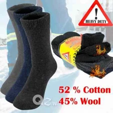 3 Pairs Men's Heavy Duty Thermal Work Boot Socks – Winter Warm Wool Cotton Crew