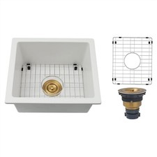 Bar Sink,Undermount Wet Bar Sink 16 X 18 inch,Small White Composite Bar Sink