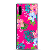 Skins Decal Wrap for Samsung Galaxy Note 10 Pink Neon Hibiscus Flowers