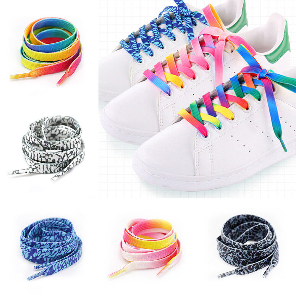 1Pair Fashion Colorful Printing Shoelaces Gradient Shoe Strings