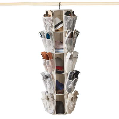 5-Tier/40-Pocket Canvas Carousel Organizer - Closet Storage-Hanging Storage