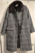 Kaleidoscope Grey Check Faux Fur Coat Size Uk 10