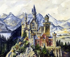 Neuschwanstein Castle : Adolf Hitler : Archival Canvas Art