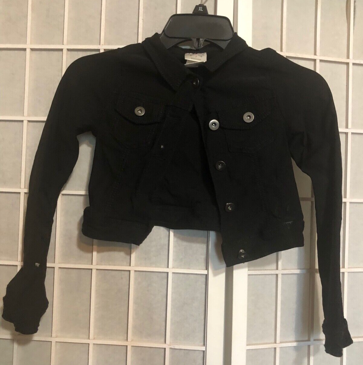 GIACCA CORTA RAGAZZA CODA DI PONY TAGLIA 7 NERA denim VITA CORTA