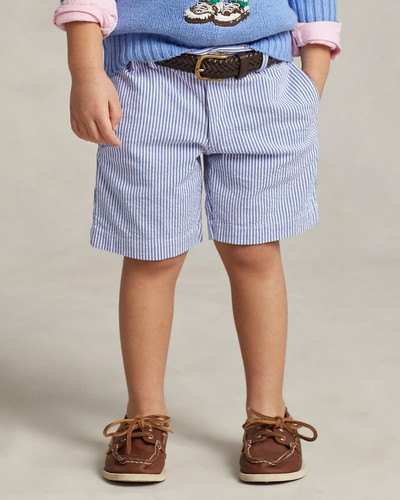 Polo Ralph Lauren Seersucker Shorts Stretch Blue/White Classic Fit Size 4 / 4T - Picture 4 of 6