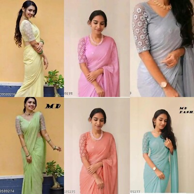 Women's shimmer Gergete saree with Separate Blouse Piece