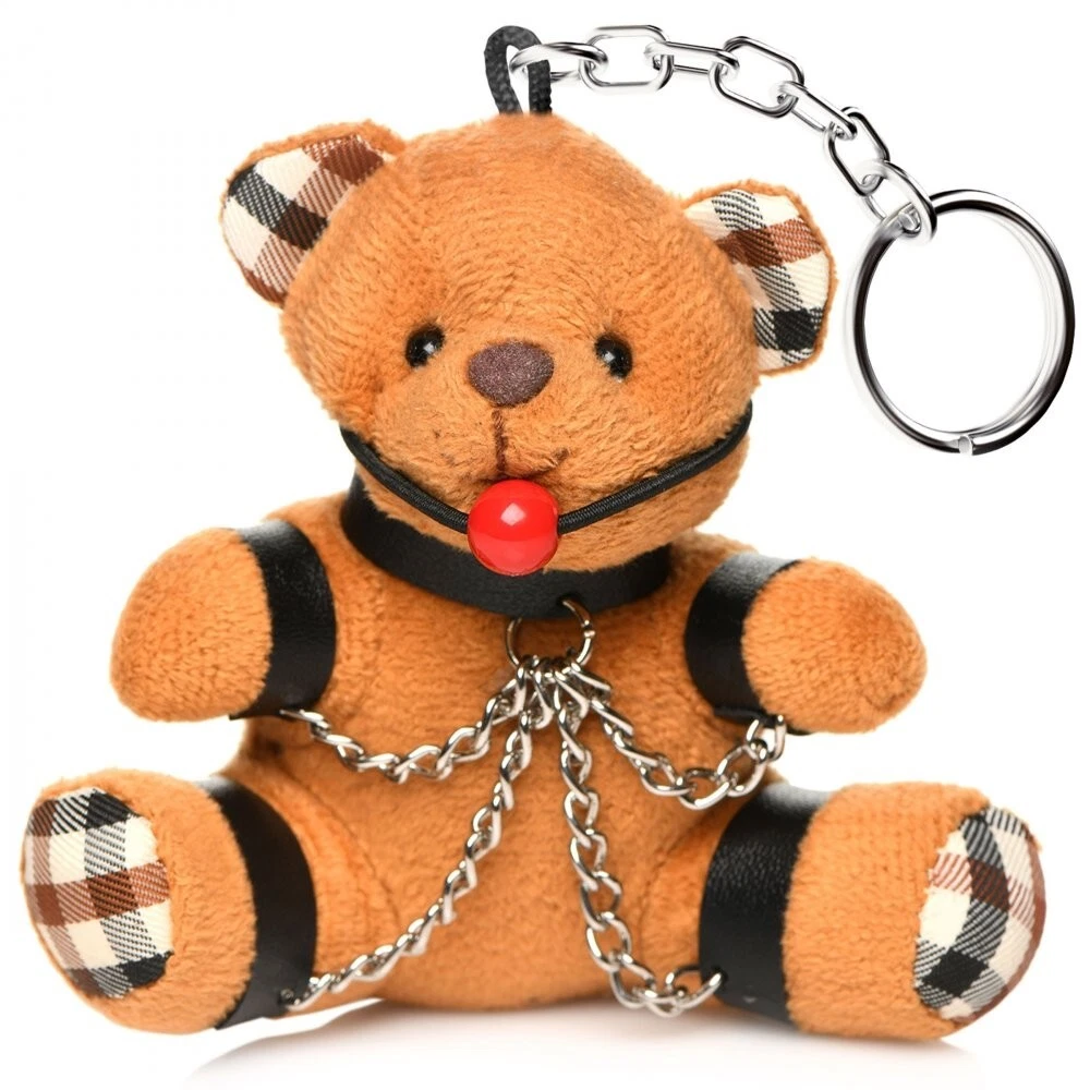 Ball Gagged Teddy Bear Keychain Kinky Bondage Cuffs BDSM Gag Gift Novelty  Kink | eBay
