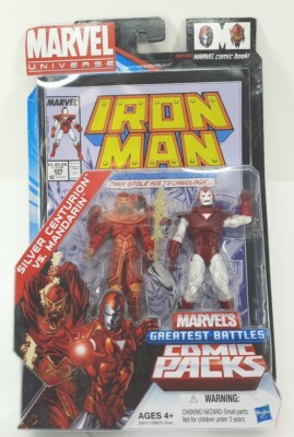 Marvel Universe Comic Packs Silver Centurion vs. Mandarin Figures +  Comic NEW