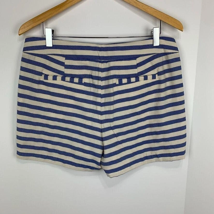Bermuda listrada náutica Saint Tropez West botões de cintura alta linho âncora algodão - Imagem 2 de 4