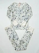 Victoria Secret LONG Thermal NAVY BLUE STARS LONG JANE PAJAMAS SHIRT PANT SET M