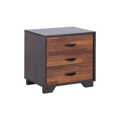 Walnut & Espresso 3-Drawer Nightstand - Two-Tone Finish