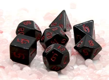 Opaque Black with Red Dice Set RPG D&D