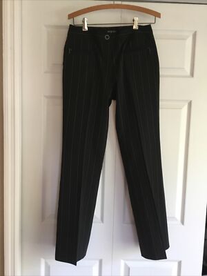 $155 ETCETERA BLACK LINED WOOL DRESS SLACKS PANTS with Zip POCKETS size 4