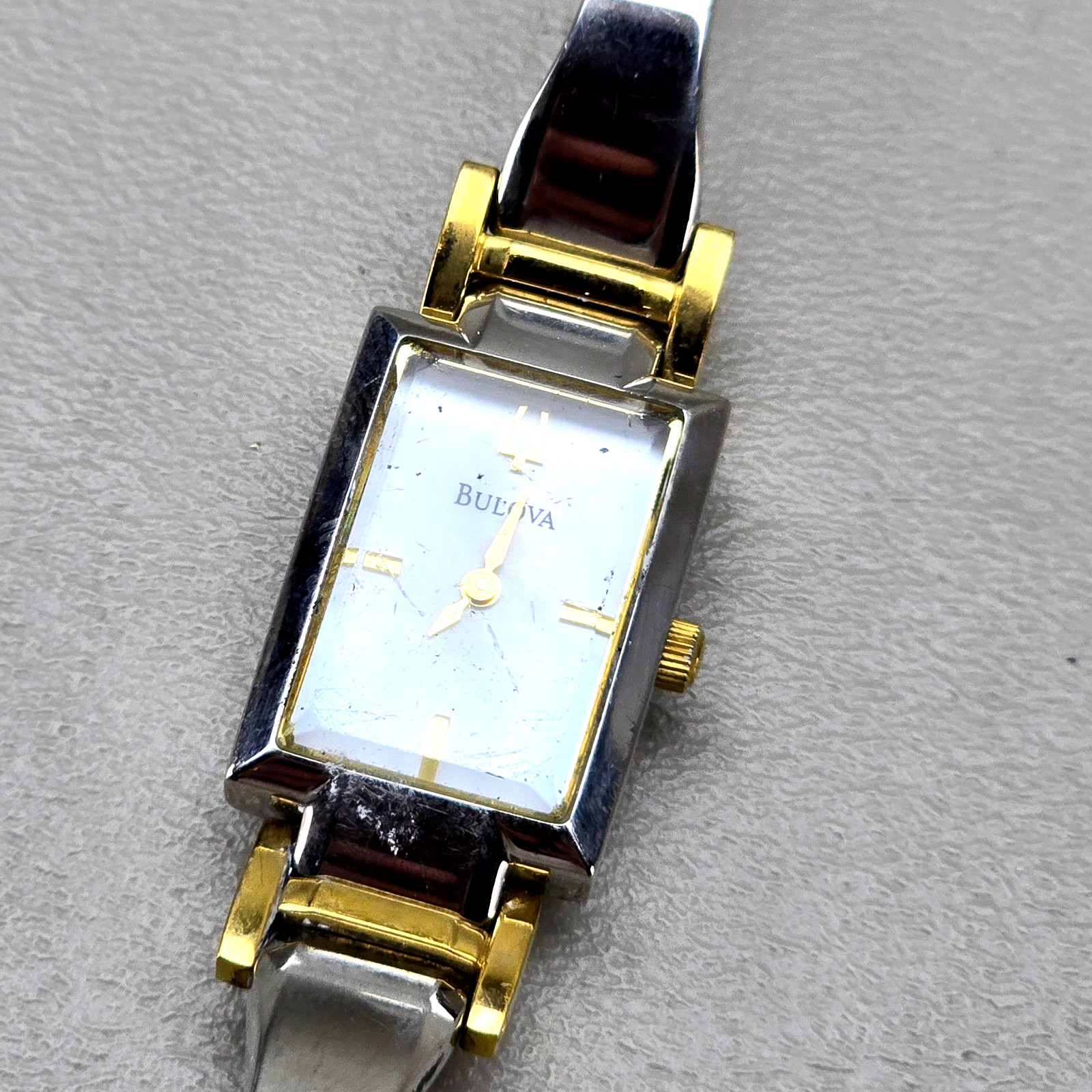 Bulova Quartz Watch Rectangular Two Tone Stainles… - image 2