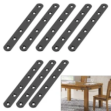 8 Pcs Black 6 Inch Stainless Steel Flat Plates, Mending Brace, Repair, Screws