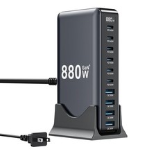 880W USB C Charger Block,10-Port C GaN Multiple Port Charging Black