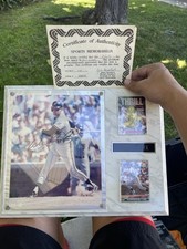 Signed Will Clark photograph San Francisco Giants with baseball card plaque