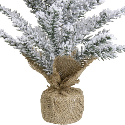 Mini pino artificial flocado Northlight 12 pulgadas base de yute para árbol de Navidad - Imagen 2 de 3