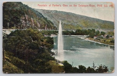 Fountain at Parker's Glen Delaware River Pike Co PA c1900s Vintage Postcard