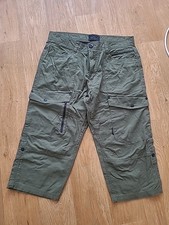 Mens Dissident Size Large Dark Khaki Cropped Cargo Trousers