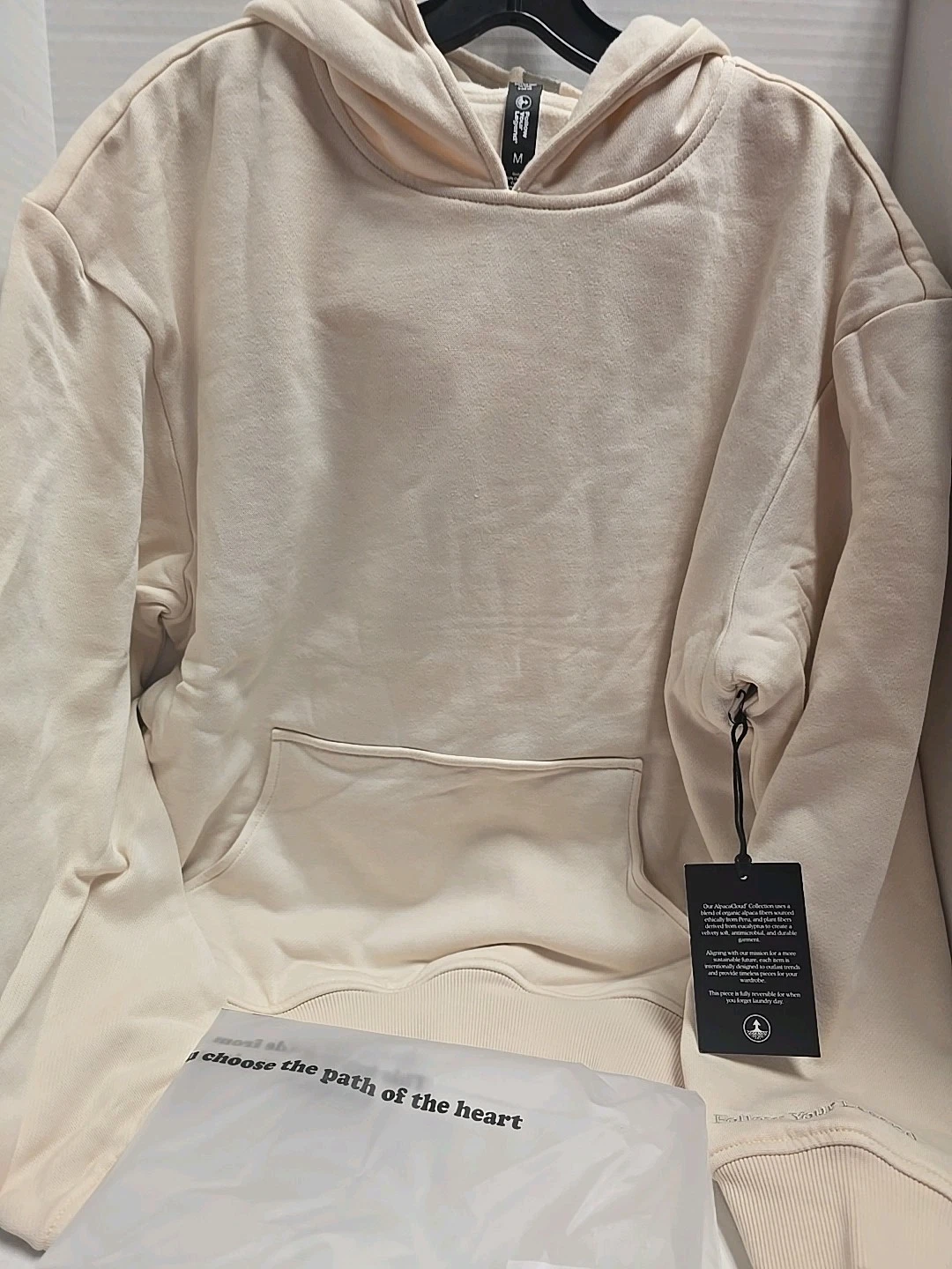 OFF WHITE Follow Your Legend AC Felpa con Cappuccio Doppio Strato Crema Taglia Med