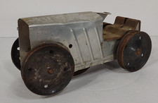 Vintage 50s 1950s Marx Caterpillar silver metal tractor tin wind up toy