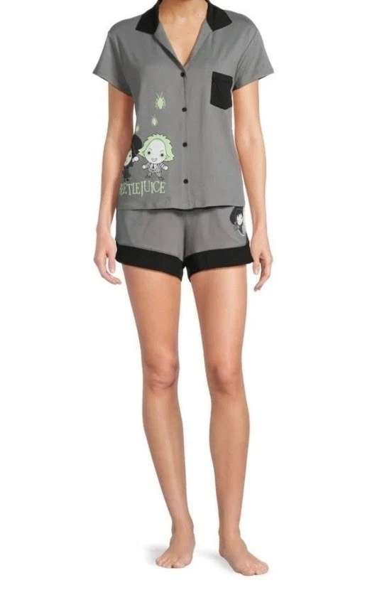 Beetlejuice Mujer Pijama 2X Top XL Pantalones Cortos Desajustados 2 Piezas Cintura Elástica LEER Foto 2 de 4