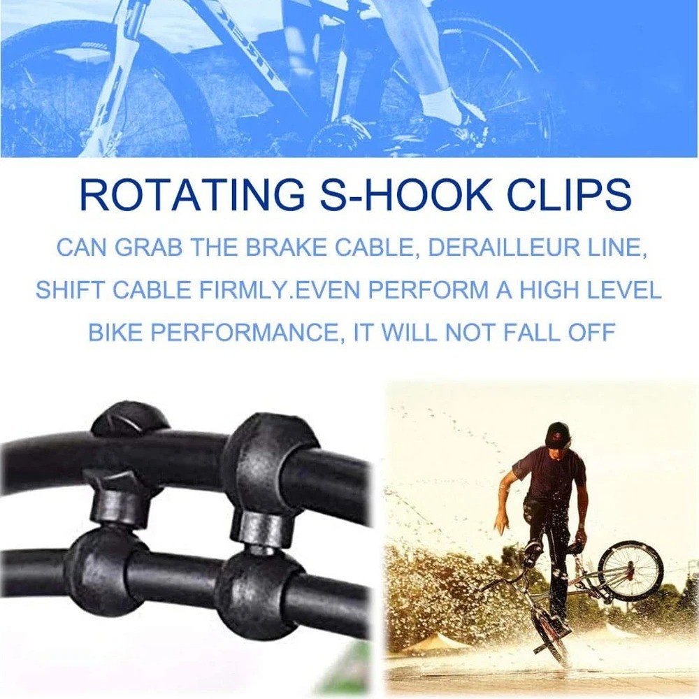 10pz Cavo Ingranaggio Freno Bicicletta S Fibbia Tubo Guida Clip Anello Strada MTB Bici Nero foto 6