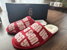 Ugg Men's Scuff Graphic Band Slippers New With Box Samba Red Size 10