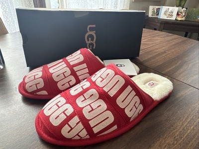 Ugg Men's Scuff Graphic Band Slippers New With Box Samba Red Size 10