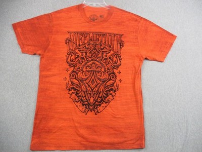 Affliction Shirt Mens 3XL Orange Live Fast Graphic Tee Skater