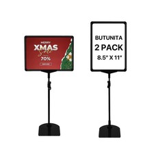 Sign Holder Stand 2pcs - 8.5x11", Adjustable, Vertical & Horizontal, Black