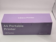 Portable Bluetooth Thermal Printer Wireless Inkless w/ 2 Papers A4 US Letter iOS