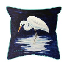 Betsy Drake Reflecting Egret Large Indoor Outdoor Pillow 18x18