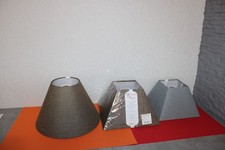 Lampenschirm Rund Eckig Grau Braun mit Muster Tischlampe Ersatzschirm E27  E14