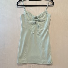 Zara Women's Light Blue Solid Sweetheart Satin Sleeveless Slip Mini Dress M