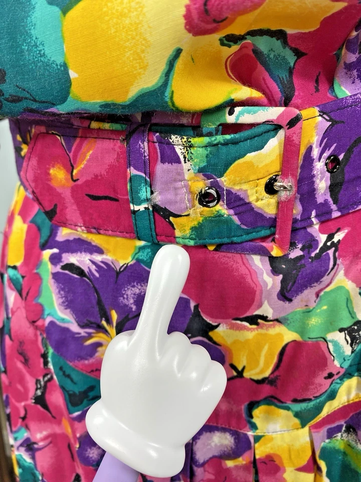 Vintage Dress SIZE XL EXTRA LARGE 11/12 floral rayon E.D. MICHAELS 80s 90s pink - Image 3 of 4