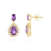 Cavill Amethyst Ohrringe 3,26Ct Vergoldet 925 Silber Tropfen Oval Damen