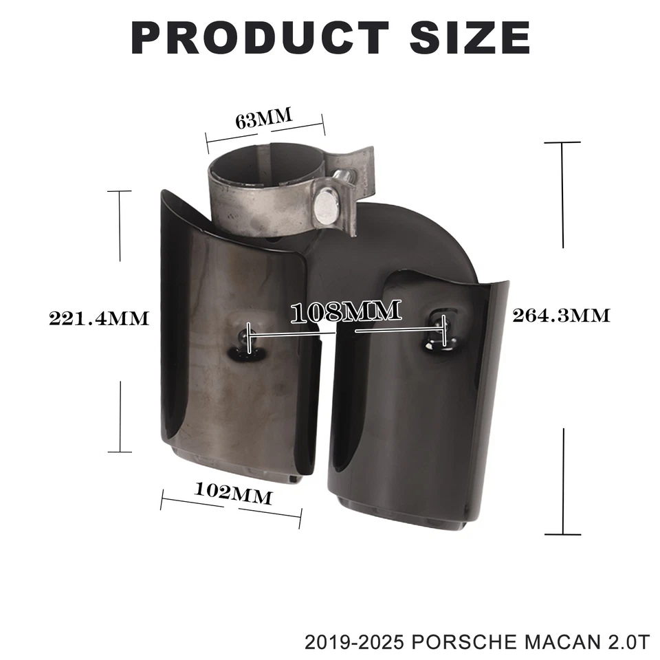 Doble Tubería Difusor Negro Para Porsche Macan 2.0T 2019- 24 Salidas Difusor - Imagen 2 de 4