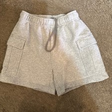Aritzia TNA Sweatfleece Cozy Fleece Mega Fit Cargo Shorts Heather Grey XS