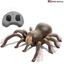 Remote Control Spider Toy Red LED Kids Prank Realistic Creature Bug Play Figure